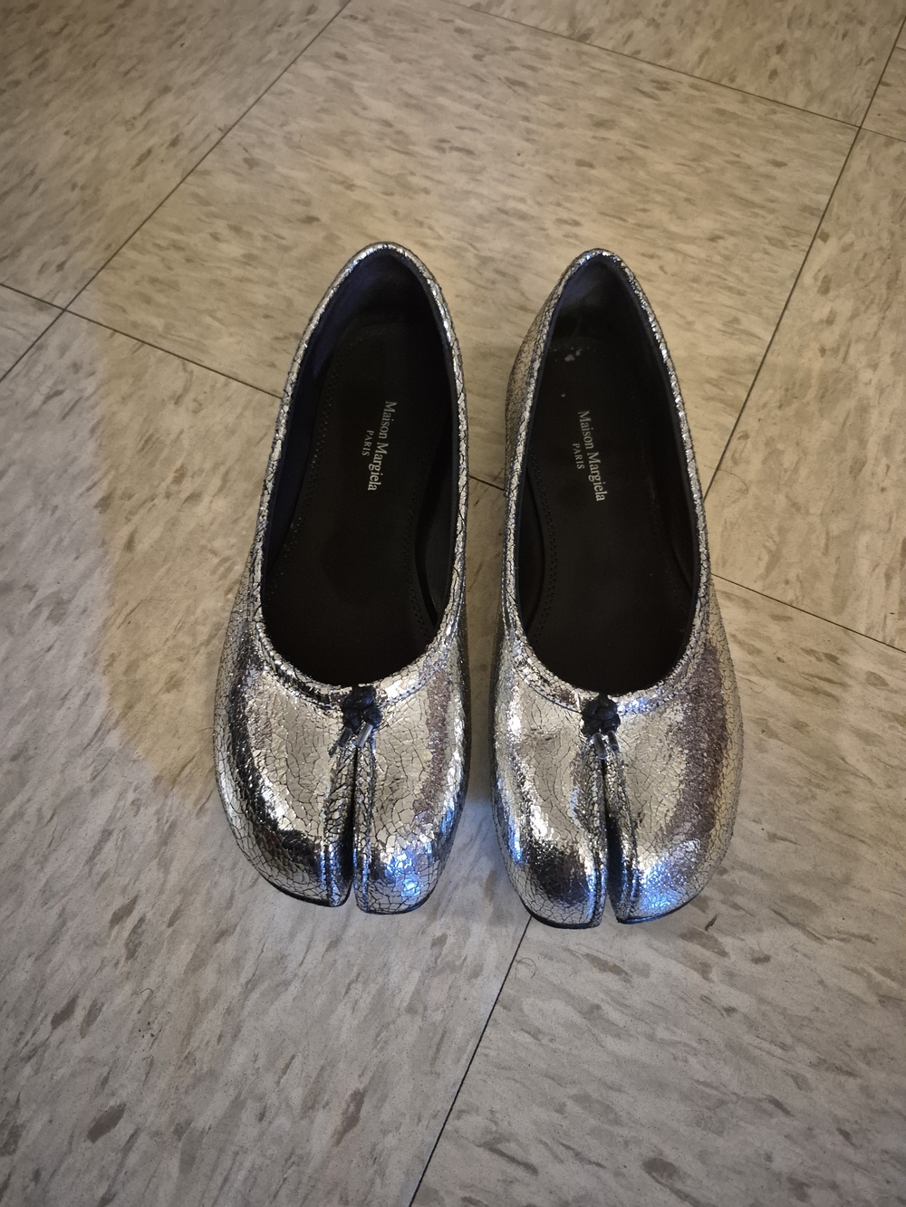 Maison Martin Margiela Silver Tabi Ballet Flats